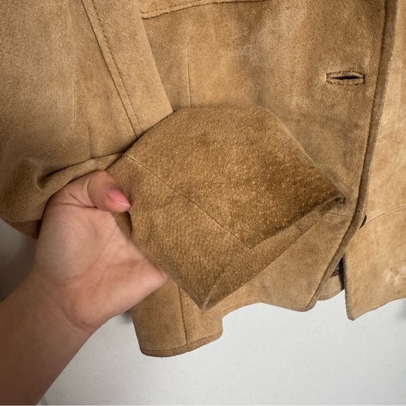 Vintage 90s B.U.M. Equipment Tan Suede Jacket | Western Blazer Y2K Retro L - Picture 5 of 9
